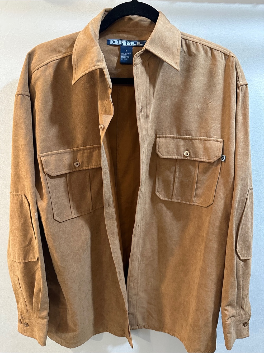 Drill Suede-Look Shirt Jacket in Tan by Drill
